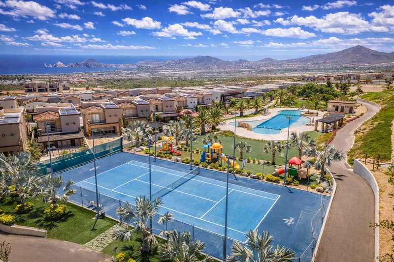 Aerial view of El Tezal gated community and Cabo Arch near Casa de Corona vacation rental in Cabo San Lucas
